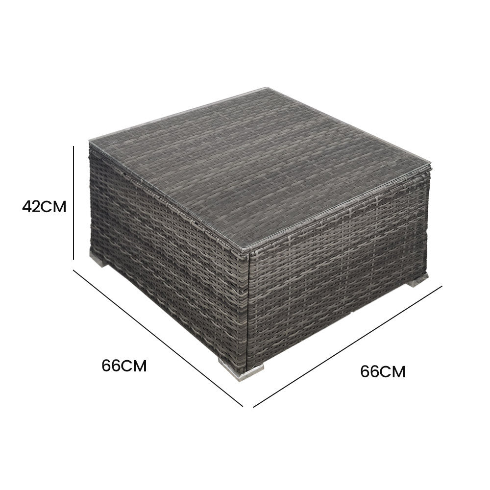 LONDON RATTAN 1 Piece Outdoor Wicker Coffee Table, Grey