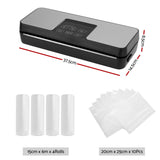 Devanti Food Vacuum Sealer Machine Auto Seal Cutter 5 Modes Storage Bags 4 Rolls - Front View