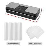 Devanti Food Vacuum Sealer Machine Auto Seal Cutter 5 Modes Storage Bags 4 Rolls - Front View