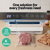 Devanti Food Vacuum Sealer Machine Fresh Storage Auto Seal Slide Cutter 6 Modes White - Top-Down View