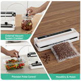 Devanti Food Vacuum Sealer Machine Fresh Storage Auto Seal Slide Cutter 6 Modes White - 45-Degree Angle