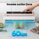 Devanti Food Vacuum Sealer Machine Fresh Storage Auto Seal Slide Cutter 6 Modes White - Close-Up Angle