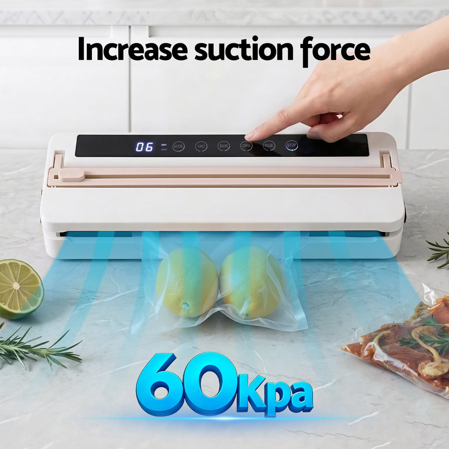 Devanti Food Vacuum Sealer Machine Fresh Storage Auto Seal Slide Cutter 6 Modes White