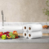 4 Rolls Food Vacuum Sealer Bags Storage Saver Heat Sealing Bag Pack 15CMX6M - Top-Down View