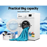 Devanti 8kg Front Load Washing Machine Quick Wash 24h Delay Start Automatic - Side View