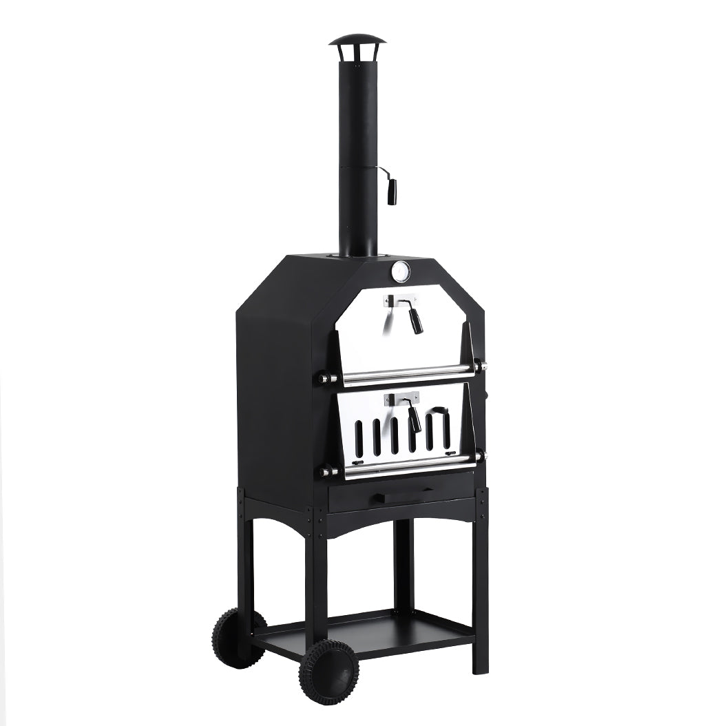 3in1 Pizza Oven Charcoal BBQ Grill Steel-2018816897616842752