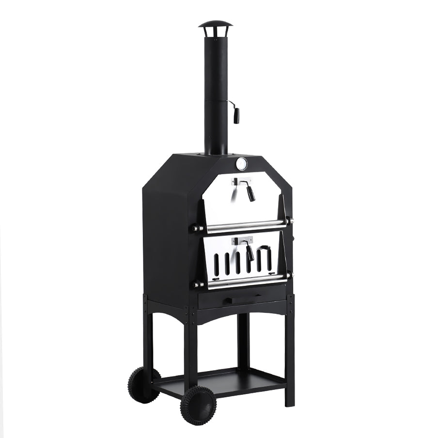 3in1 Pizza Oven Charcoal BBQ Grill Steel-2018816897616842752