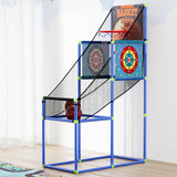 Basketball Arcade Game Electronic Scorer 3 Games Adjustable Kids Blue - Close-Up Angle