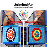 Basketball Arcade Game Electronic Scorer 3 Games Adjustable Kids Blue - Rear View