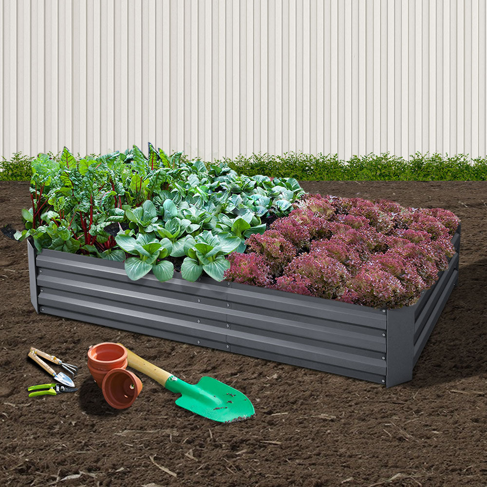 Durable Galvanised Steel Raised Garden Bed Planter - 180x90x30CM for Effortless Vegetable Cultivation