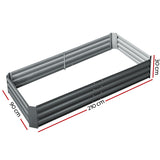 Extra-Large Galvanised Steel Raised Garden Bed for Growing Vegetables and Herbs - 210 x 90 cm - Front View
