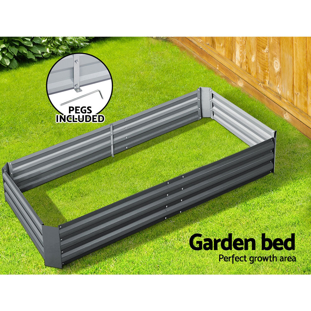 Extra-Large Galvanised Steel Raised Garden Bed for Growing Vegetables and Herbs - 210 x 90 cm