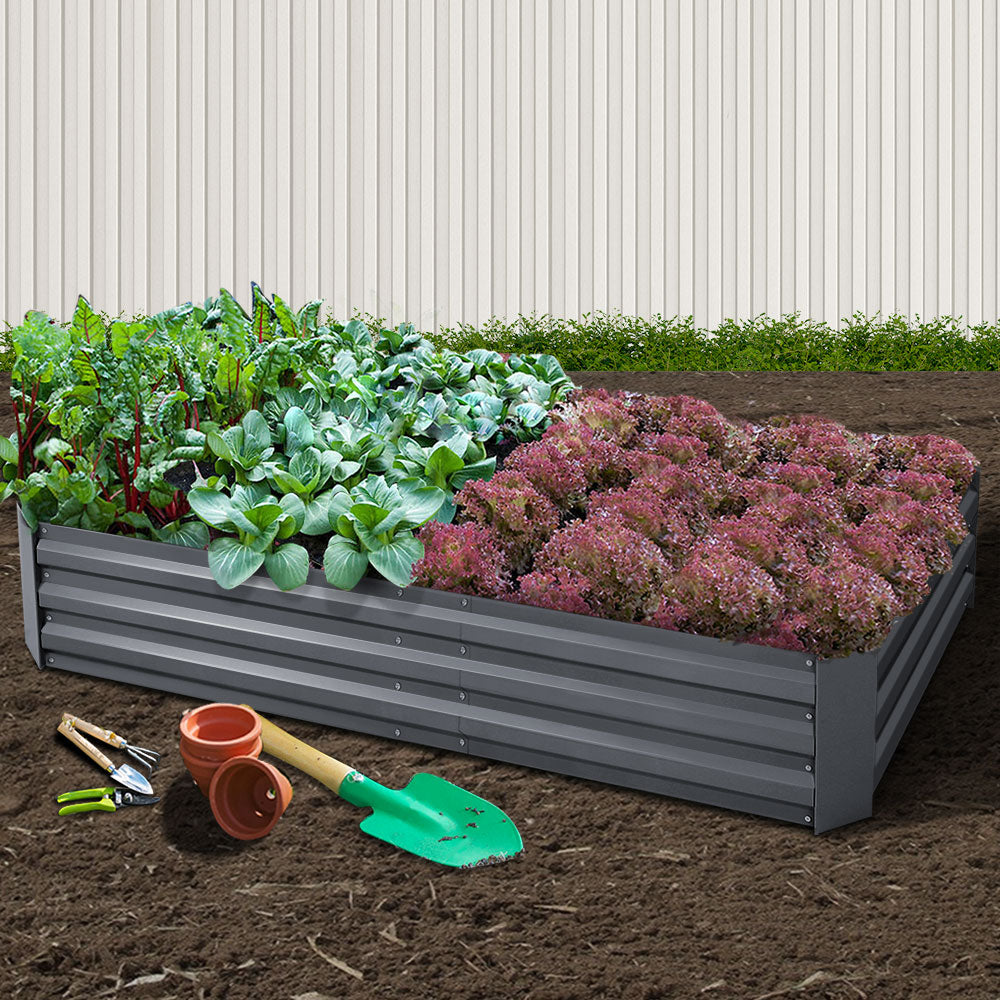 Extra-Large Galvanised Steel Raised Garden Bed for Growing Vegetables and Herbs - 210 x 90 cm