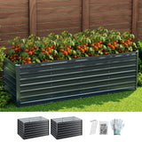 Green Fingers 2-in-1 Raised Garden Bed Kit, 240cm/120cm| 77cm Extra Deep Ergonomic Planter Box | Protect Your Back | Galvanised Steel Vegetable Flower Pot for Outdoor Garden | Includes Gloves & Pegs - Extra Image