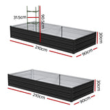 Green Fingers Raised Garden Bed 2 Pcs 210x90cm Planter Box Container Galvanised Metal Outdoor - Front View