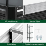 Green Fingers Raised Garden Bed 2 Pcs 210x90cm Planter Box Container Galvanised Metal Outdoor - Rear View