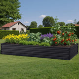 Green Fingers Raised Garden Bed 2 Pcs 210x90cm Planter Box Container Galvanised Metal Outdoor - Close-Up Angle