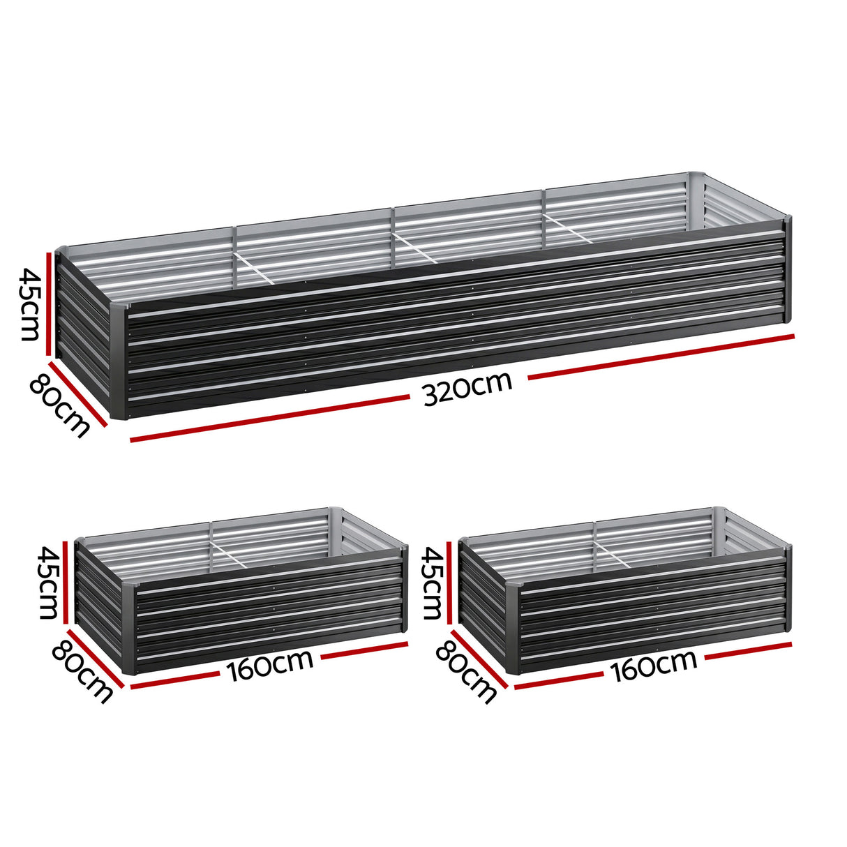 Green Fingers 2-in-1 Raised Garden Bed Kit Ergonomic 45cm Professional Depth 320cm Large Metal Planter Box | Easier Access Veggie Patch | Rust-Proof