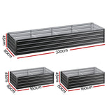 Green Fingers 2-in-1 Raised Garden Bed Kit Ergonomic 45cm Professional Depth 320cm Large Metal Planter Box | Easier Access Veggie Patch | Rust-Proof - Front View