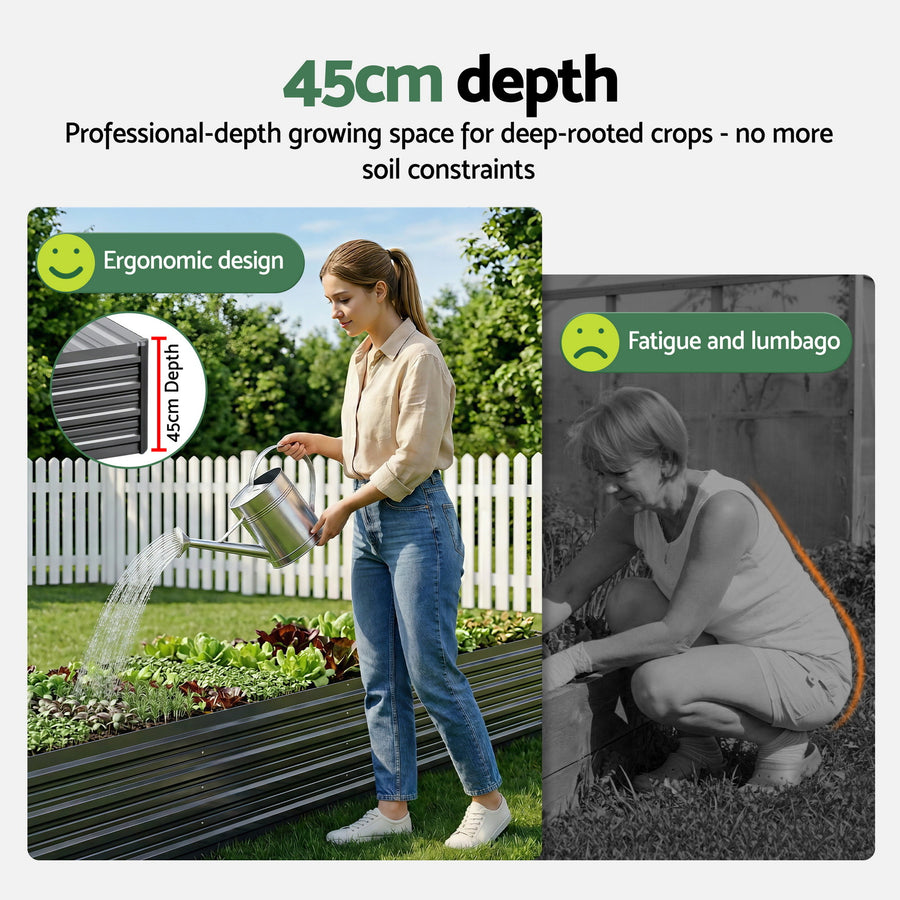 Green Fingers 2-in-1 Raised Garden Bed Kit Ergonomic 45cm Professional Depth 320cm Large Metal Planter Box |, image 5