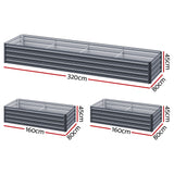 Green Fingers Garden Bed 320X80X45cm Planter Box Raised Container Galvanised Herb - Front View