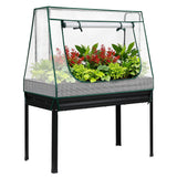 Green Fingers Elevated Metal Garden Bed Kit w Mini Greenhouse Cover 116x60cm Stand-Up Height Trellis - Close-Up Angle