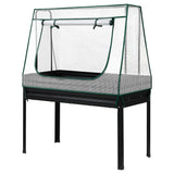 Green Fingers Elevated Metal Garden Bed Kit w Mini Greenhouse Cover 116x60cm Stand-Up Height Trellis - Low Angle