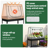 Green Fingers Elevated Metal Garden Bed Kit w Mini Greenhouse Cover 116x60cm Stand-Up Height Trellis - Side View