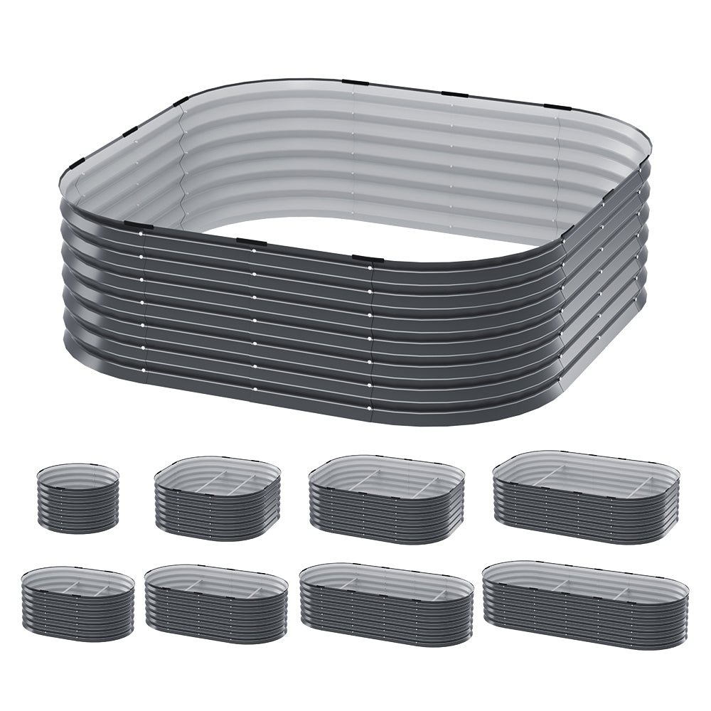 Modular 9-in-1 Galvanised Steel Raised Garden Bed Planter Box by Green Fingers