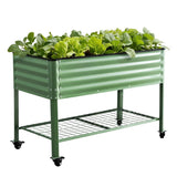 Green Fingers Elevated Raised Garden Bed Kit Mobile w/ Locking Wheels & Storage Shelf 100KG Max Load 115x60x81cm | Galvanized Steel, Portable Green Organizer for Seniors, Patio, Balcony, Vegetables - Extra Image