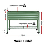 Green Fingers Elevated Raised Garden Bed Kit Mobile w/ Locking Wheels & Storage Shelf 100KG Max Load 115x60x81cm | Galvanized Steel, Portable Green Organizer for Seniors, Patio, Balcony, Vegetables - Close-Up Angle