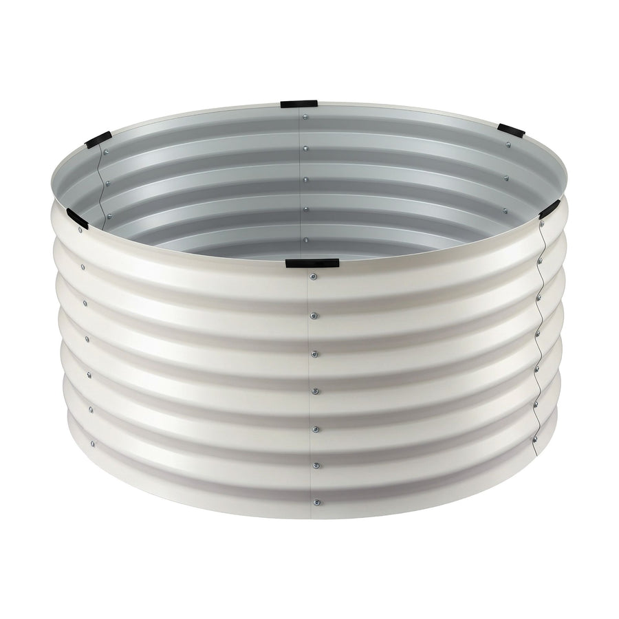 Green Fingers Round Metal Raised Garden Bed 90x45cm Planter Box White