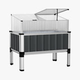 Green Fingers Garden Bed 80x49x74cm Greenhouse Planter Box Raised Galvanised Herb - Close-Up Angle