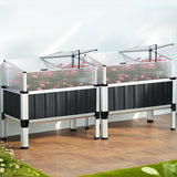 Green Fingers Raised Garden Bed x2 80x49x74cm Greenhouse Planter Box Galvanised Herb - Close-Up Angle