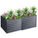Green Fingers 2x Garden Bed 100x100x77cm Planter Box Raised Container Galvanised - Front View