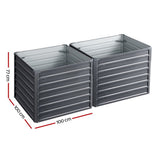 Green Fingers 2x Garden Bed 100x100x77cm Planter Box Raised Container Galvanised - Side View