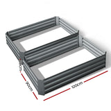 Green Fingers 2x Garden Bed 120x90cm Planter Box Raised Container Galvanised Herb - Front View