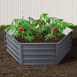 Set of 2 Aluminium Grey Galvanised Steel Raised Planters - 130x130x46cm - Low Angle