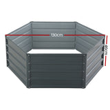 Set of 2 Aluminium Grey Galvanised Steel Raised Planters - 130x130x46cm - Front View