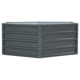 Set of 2 Aluminium Grey Galvanised Steel Raised Planters - 130x130x46cm - Side View