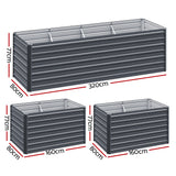 Green Fingers Garden Bed 320x80x77cm Planter Box Raised Container Galvanised Herb - Front View