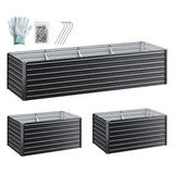 Green Fingers 2-in-1 Raised Garden Bed Kit, 320cm/160cm| 77cm Extra Deep Ergonomic Planter Box | Protect Your Back | Galvanised Steel Vegetable Flower Pot for Outdoor Garden | Includes Gloves & Pegs