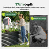 Green Fingers 2-in-1 Raised Garden Bed Kit, 320cm/160cm| 77cm Extra Deep Ergonomic Planter Box | Protect Your Back | Galvanised Steel Vegetable Flower Pot for Outdoor Garden | Includes Gloves & Pegs - 45-Degree Angle