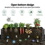 Green Fingers 2-in-1 Raised Garden Bed Kit, 320cm/160cm| 77cm Extra Deep Ergonomic Planter Box | Protect Your Back | Galvanised Steel Vegetable Flower Pot for Outdoor Garden | Includes Gloves & Pegs - Rear View