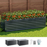 Green Fingers 2-in-1 Raised Garden Bed Kit, 320cm/160cm| 77cm Extra Deep Ergonomic Planter Box | Protect Your Back | Galvanised Steel Vegetable Flower Pot for Outdoor Garden | Includes Gloves & Pegs - Extra Image