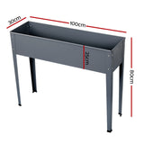 Green Fingers Garden Bed Elevated 100X80X30cm Planter Box Container Galvanised - Front View