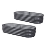 2x Green Fingers Raised Garden Bed 160X80X42cm Oval Planter Box Raised Container Galvanised - Close-Up Angle