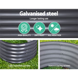 2x Green Fingers Raised Garden Bed 160X80X42cm Oval Planter Box Raised Container Galvanised - Top-Down View