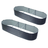 2x Raised Green Fingers Garden Bed 240X80X42cm Oval Planter Box Container Galvanised - Close-Up Angle