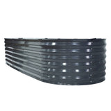 2x Raised Green Fingers Garden Bed 240X80X42cm Oval Planter Box Container Galvanised - Side View